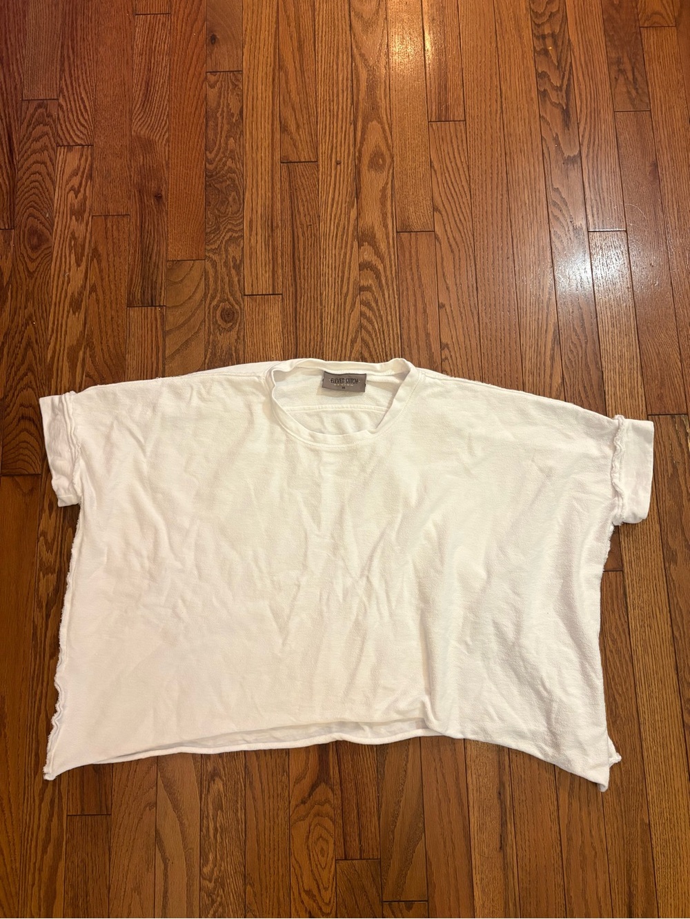 Eleven Stitch Design Boxy White Short Sleeve Tee